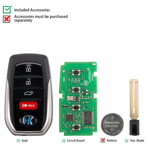 KEYDIY KD TDB01-4 Universal Smart Remote Key 3+1 Buttons for Toyota Type 5pcs/Lot