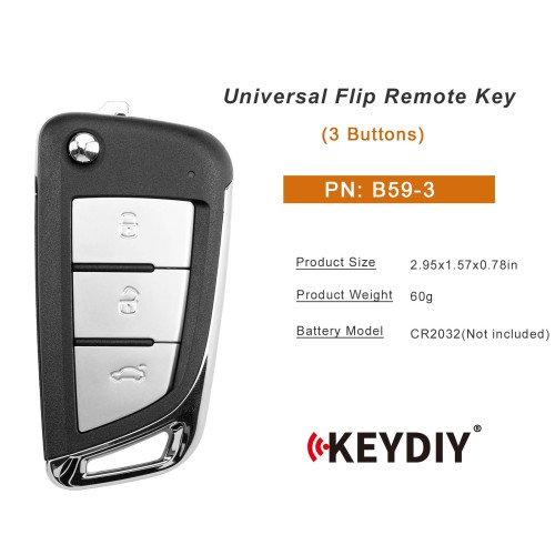 KEYDIY KD B59-3 Universal Flip Remote Key 3 Buttons 5pcs/Lot