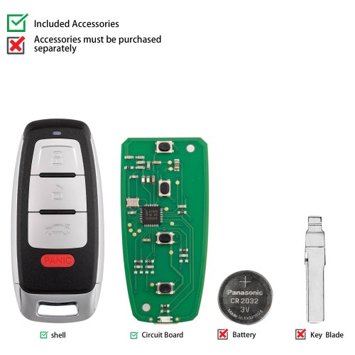 KEYDIY KD ZB08-4 Universal Smart Remote Key 3+1 Buttons for Audi Type 5pcs/Lot