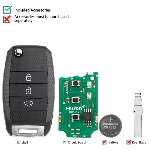 KEYDIY KD B19-3 Universal Flip Remote Key 3 Buttons for KIA Type 5pcs/Lot