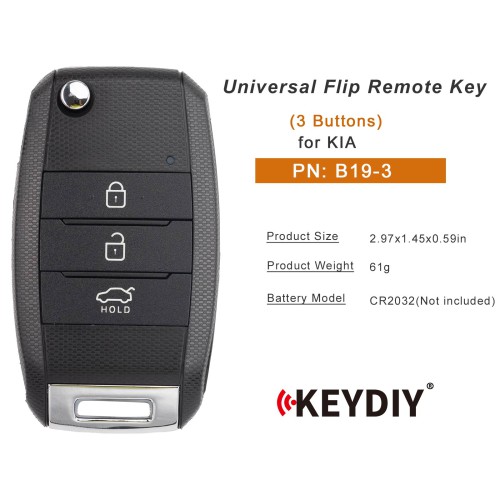 KEYDIY KD B19-3 Universal Flip Remote Key 3 Buttons for KIA Type 5pcs/Lot