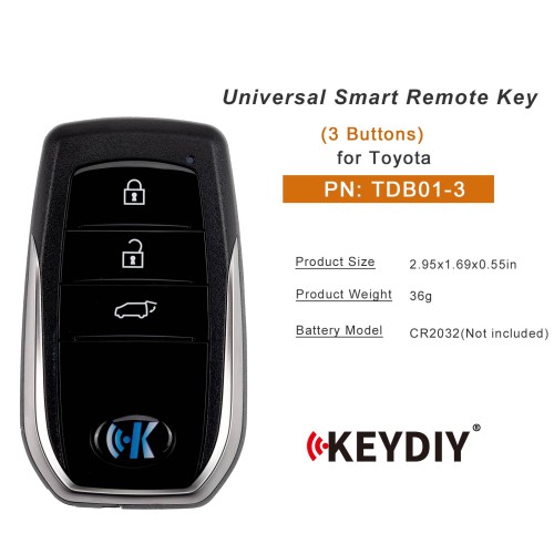 KEYDIY KD TDB01-3 Universal Smart Remote Key 3 Buttons for Toyota Type 5pcs/Lot