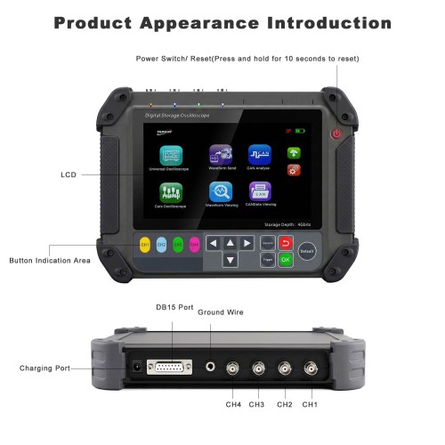 DIAGXT T80 Universal Oscilloscope & Automotive Oscilloscope, Parse, Modify, Send CAN Bus Data, Beginner-friendly with 4G Memory