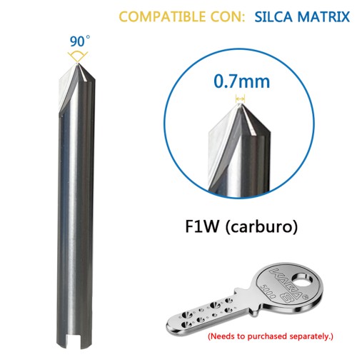 GODIAG F1W 90° Dimple Cutter φ6.0x90°x48-0.7x2T For SILCA MATRIX PRO, MATRIX EVO, MATRIX SLX, MATRIX SX, MATRIX S