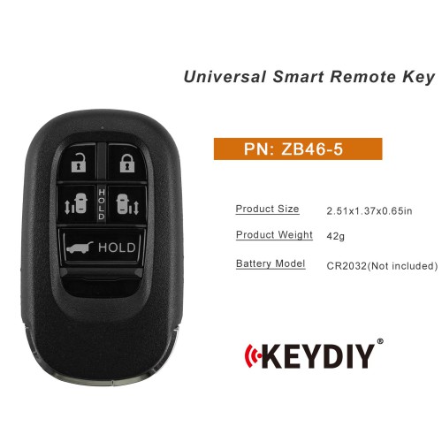 KEYDIY KD ZB46-5 Universal Smart Remote Key 5 Buttons 5pcs/Lot