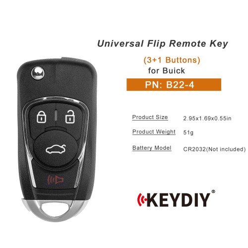 KEYDIY KD B22-4 Universal Flip Remote Key 3+1 Buttons for Buick Type 5pcs/Lot