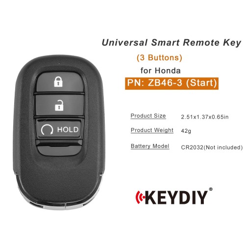 KEYDIY KD ZB46-3 (Start) Universal Smart Remote Key 3 Buttons for Honda Type 5pcs/Lot
