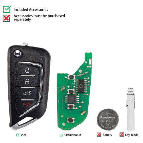 KEYDIY KD B21-4 Universal Flip Remote Key 3+1 Buttons Knife Type 5Pcs/Lot