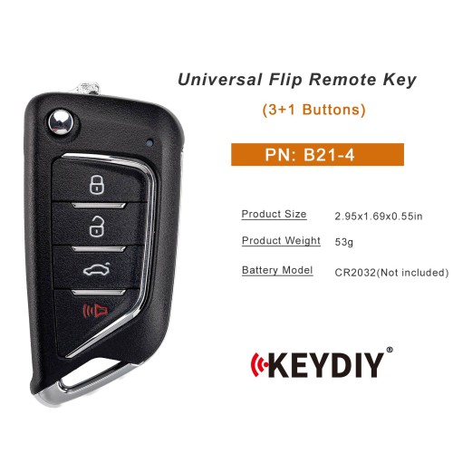 KEYDIY KD B21-4 Universal Flip Remote Key 3+1 Buttons Knife Type 5Pcs/Lot