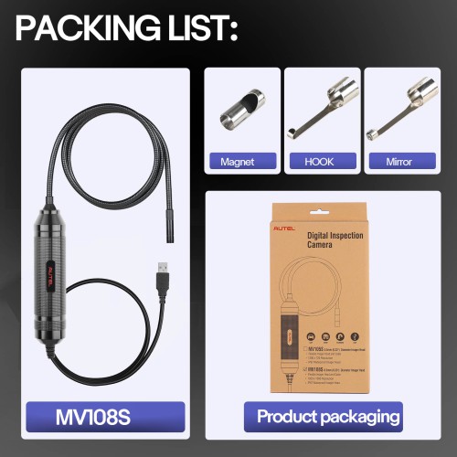 MaxiVideo MV108S 8.5mm Digital Inspection Camera for MaxiSys Tablet Kit