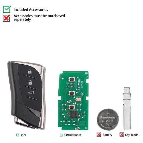 KEYDIY KD ZB42-3 Universal Smart Remote Key 3 Buttons for Lexus Type 5 Pezzi/Lot