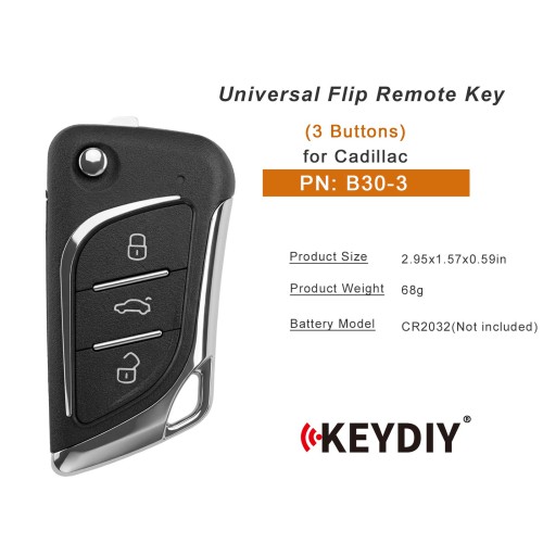 KEYDIY KD B30-3 Universal Flip Remote Key 3 Buttons for Cadillac Type 5pcs/Lot