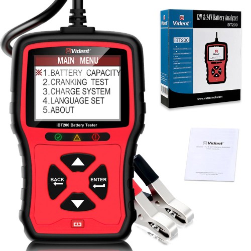 VIDENT iBT200 9V-36V Tester batteria per Veicoli Passeggeri 12V e Camion Pesanti 24V Analizzatore Batteria Auto da 100 a 2000CCA