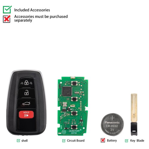 KEYDIY KD TB36-4 for Toyota for Lexus Universal Smart Remote Key 3+1 Buttons With 8A Transponder 5pcs/Lot