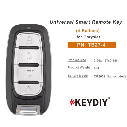 KEYDIY KD TB27-4 Universal Smart Remote Key 4 Buttons for Chrysler Type