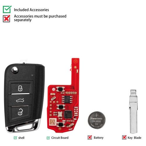 XHORSE XKDM05EN MQB Second Generation for VW Universal Remote Key 3 Buttons 5pcs/Lot