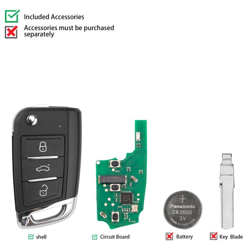 KEYDIY KD ZB15-3 Universal Smart Flip Remote Key 3 Buttons for VW Type 5pcs/Lot