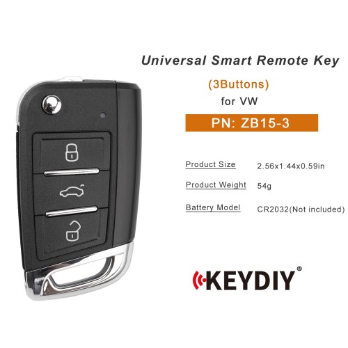 KEYDIY KD ZB15-3 Universal Smart Flip Remote Key 3 Buttons for VW Type 5pcs/Lot