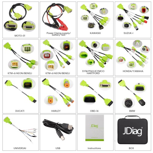 JDiag M300 Motorcycle Diagnostic Tool Read/Clear Fault Codes Digital Waveform Display ABS System Test Battery Analysis Print Test Results