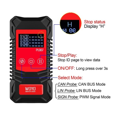 WOYO PL007 CAN LIN PWM Signal Tester, CAN BUS Analyzer Read Baud & ID Data, Automatically Recognize the Direction of CAN-H & CAN-L