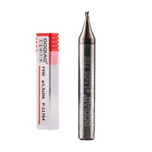 GODIAG F3W 1.5MM End Milling Cutter φ1.5xD6x45Lx3F for  SILCA MATRIX PRO, MATRIX EVO, MATRIX SLX, MATRIX SX, MATRIX S