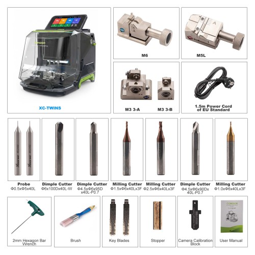 2026 Nuovo XHORSE XCMT01GL CONDOR XC-TWINS Key Cutting Machine Advanced AI Recognition Superior Double Cutter, Seamless Cutting