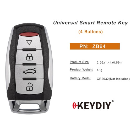KEYDIY KD ZB64 Universal Smart Remote Key 4 Buttons 5pcs/Lot