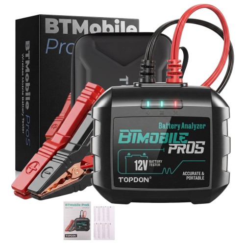 TOPDON BTMobile Battery Tester for 12V Vehicle Batteries within the 100-2000 CCA, Meets CCA, BCI, CA, MCA, JIS, DIN, IEC, EN, SAE, & GB Specifications