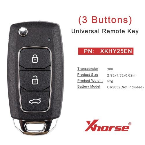 XHORSE XKHY25EN Universal Remote Key 3 Buttons Knife Style 5PCS/Lot