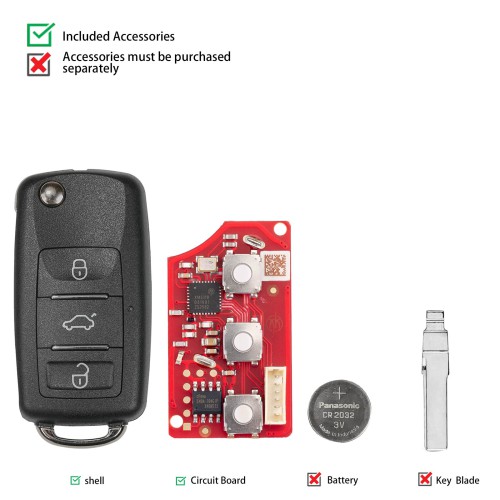XHORSE XKB512EN Second Generation Universal Remote Key B5 Type with XT27B super chip 5pcs/lot