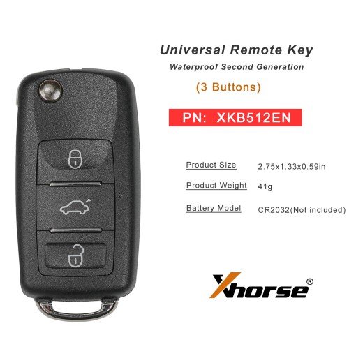 XHORSE XKB512EN Second Generation Universal Remote Key B5 Type with XT27B super chip 5pcs/lot