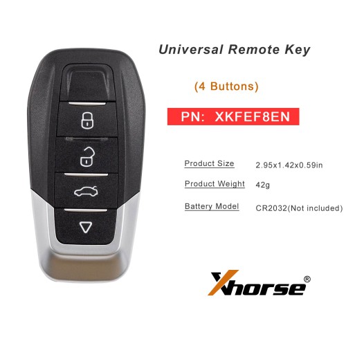 Xhorse XKFEF8EN  Second Generation Universal Remote Key FA.LL Type Wired Folding Key 4 Buttons Glossy Black