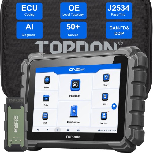 2026 TOPDON ONE Lite Bidirectional Diagnostic Scanner CANFD DoIP J2534 VCI Support ECU Coding Topology 50+ Service Function, TopFix AI