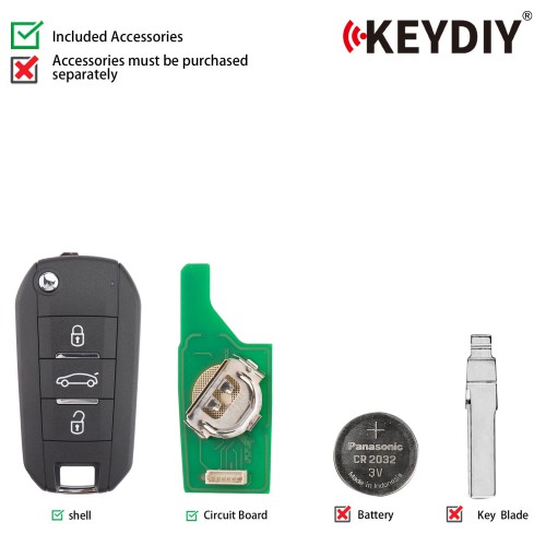 KEYDIY KD B47-3 Universal Flip Remote Key 3 Buttons for Peugeot Type 5Pezzi/Lot