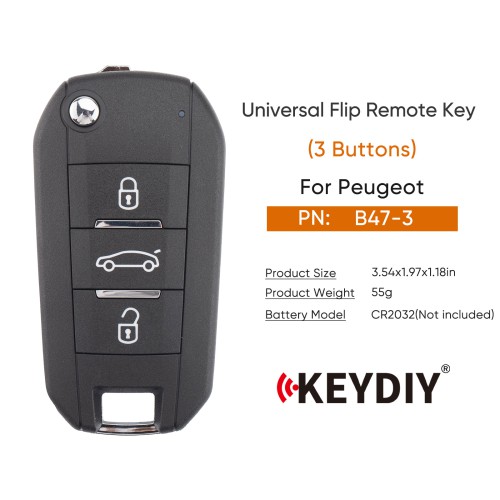 KEYDIY KD B47-3 Universal Flip Remote Key 3 Buttons for Peugeot Type 5Pezzi/Lot