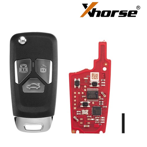 XHORSE XNAU21EN Telecomando Universale Wired Serie Audi, 3 Tasti, Seconda Generazione - All Black 5 Pezzi/Lot