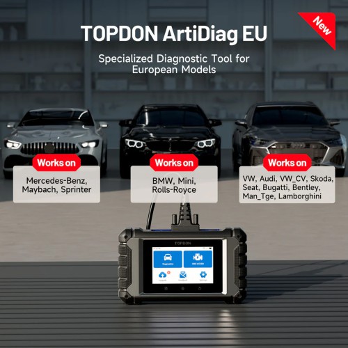 TOPDON ArtiDiag EU 4" Scan Tool for Euro Vehicles, ECU Coding, Free Updates