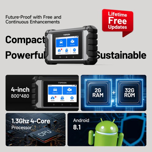 TOPDON ArtiDiag EU 4" Scan Tool for Euro Vehicles, ECU Coding, Free Updates