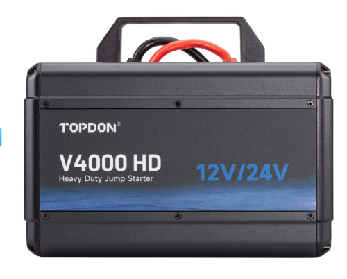 Avviatore Jump Starter TOPDON V4000 HD 12V e 24V 4000A Potenza di Picco &brvbar; Fino a 60 Avvii Ricarica Rapida in 3.5h