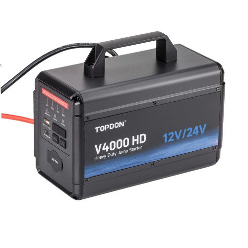Avviatore Jump Starter TOPDON V4000 HD 12V e 24V 4000A Potenza di Picco &brvbar; Fino a 60 Avvii Ricarica Rapida in 3.5h