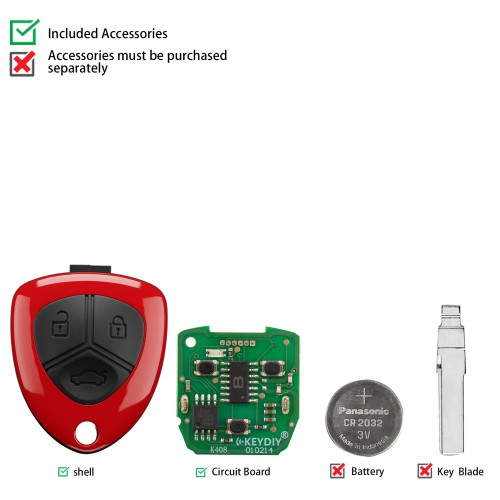 KEYDIY KD B17-3 Bladed Universal Remote 3 Buttons for Ferrari Type Red Color 5 Pezzi/Lot