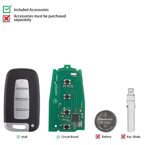 KEYDIY KD ZB04-4 Universal Smart Remote Key 3+1 Buttons (Middle Slot) Hyundai Type 5pcs/Lot