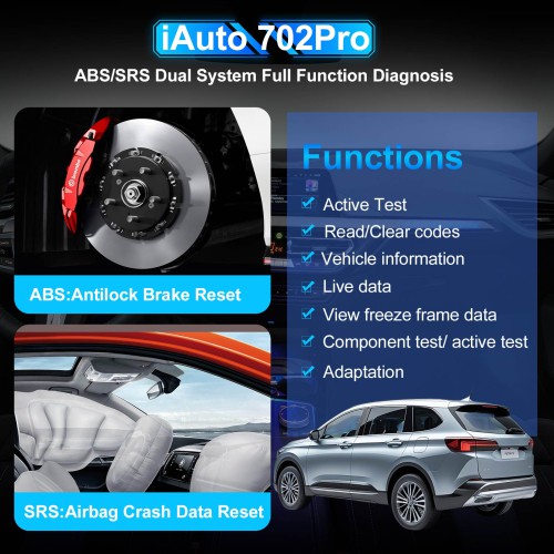 VIDENT iAuto 702 Pro Multi-applicaton Service Tool Support ABS/SRS/EPB Update to 39 Maintenances 3 Years Free Update Online