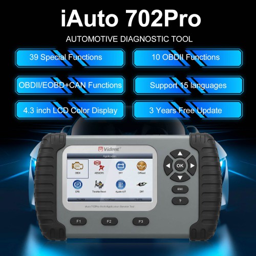 VIDENT iAuto 702 Pro Multi-applicaton Service Tool Support ABS/SRS/EPB Update to 39 Maintenances 3 Years Free Update Online