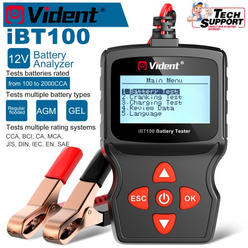 Nuovo Vident iBT100 12V Analizzatore di Batteria per Allagato / Piastra Piana AGM / Spirale AGM / GEL Batterie
