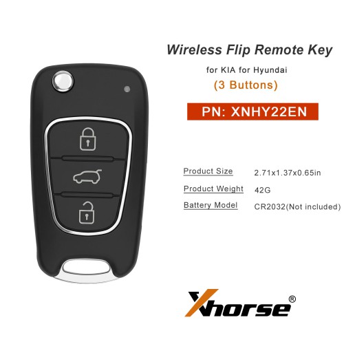 XHORSE XNHY22EN Second Generation Wireless Flip Remote Key 3 Buttons for KIA for Hyundai Type 5Pezzi/Lot