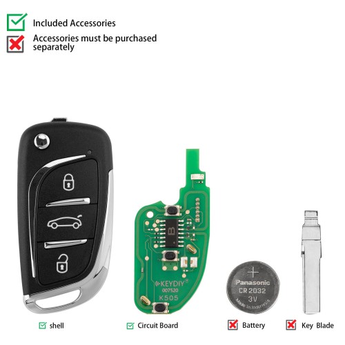 KEYDIY KD B11-3 (NEW) Universal Flip Remote Key 3 Buttons 5Pezzi/Lot