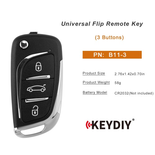 KEYDIY KD B11-3 (NEW) Universal Flip Remote Key 3 Buttons 5Pezzi/Lot