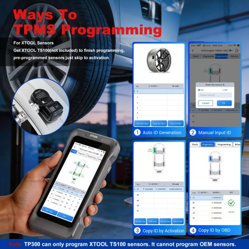 XTOOL TP300 Strumento diagnostico TPMS portatile per autoveicoli – Supporta 8 funzioni speciali, la diagnosi di 5 sistemi e 22 lingue.