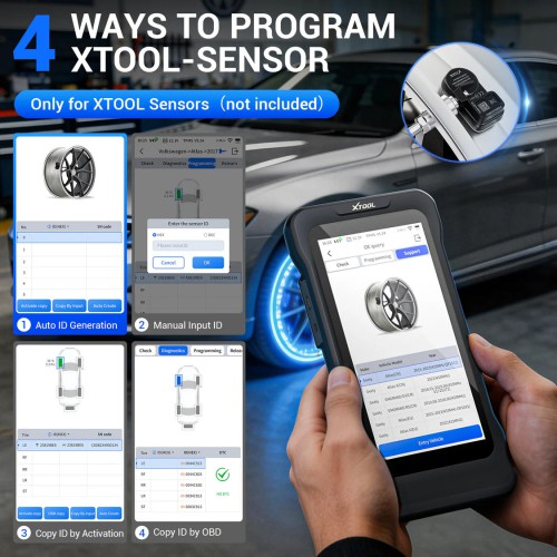 XTOOL TP380 Strumento diagnostico TPMS portatile per autoveicoli – Supporta 13 funzioni speciali, diagnosi di 5 sistemi e 22 lingue